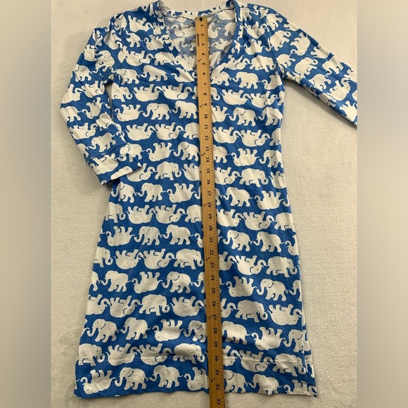 Lilly Pulitzer S Elephant Blue White 3/4‎ Sleeve Neck 100% Pima Cotton Dress - Picture 9 of 14